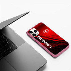 Чехол iPhone 11 Pro матовый LEXUS RED GEOMETRY ЛЕКСУС, цвет: 3D-малиновый — фото 2