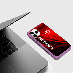 Чехол iPhone 11 Pro матовый LEXUS RED GEOMETRY ЛЕКСУС, цвет: 3D-фиолетовый — фото 2