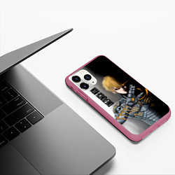 Чехол iPhone 11 Pro матовый Металлическое тело Геноса One Punch-Man, цвет: 3D-малиновый — фото 2