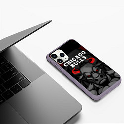 Чехол iPhone 11 Pro матовый CHICAGO BULLS ЯРОСТНЫЙ БЫК, цвет: 3D-серый — фото 2