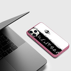 Чехол iPhone 11 Pro матовый THE ELDER SCROLLS SKYRIM FUS RO DAH ЧЁРНО БЕЛЫЙ, цвет: 3D-малиновый — фото 2