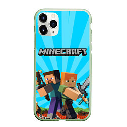 Чехол iPhone 11 Pro матовый МАЙНКРАФТ ГЕРОИ ИГРЫ MINECRAFT, цвет: 3D-салатовый