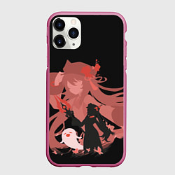 Чехол iPhone 11 Pro матовый Genshin Impact Hu Tao Tao, цвет: 3D-малиновый