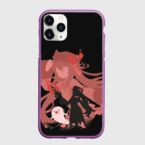 Чехол iPhone 11 Pro матовый Genshin Impact Hu Tao Tao / 3D-Фиолетовый – фото 1