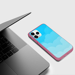 Чехол iPhone 11 Pro матовый Голубые облака, цвет: 3D-малиновый — фото 2