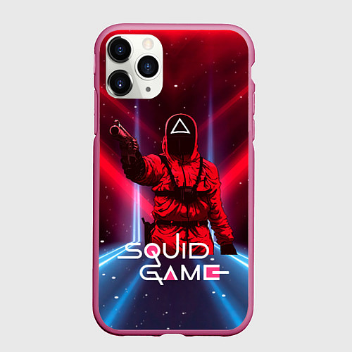 Чехол iPhone 11 Pro матовый Игра в кальмара - выстрел / 3D-Малиновый – фото 1