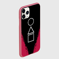 Чехол iPhone 11 Pro матовый Игра в кальмара: Фигуры игры, цвет: 3D-малиновый — фото 2