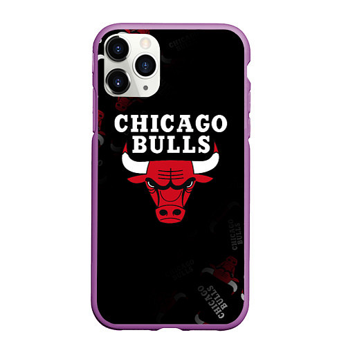 Чехол iPhone 11 Pro матовый ЧИКАГО БУЛЛС БЫКИ CHICAGO BULLS / 3D-Фиолетовый – фото 1