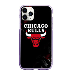 Чехол iPhone 11 Pro матовый ЧИКАГО БУЛЛС БЫКИ CHICAGO BULLS, цвет: 3D-светло-сиреневый