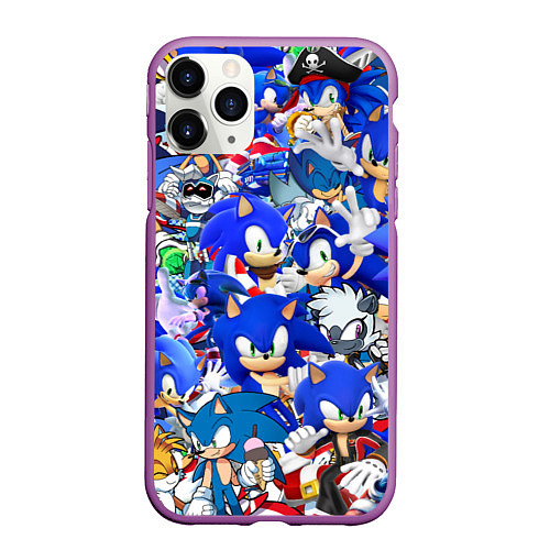 Чехол iPhone 11 Pro матовый SONIC СИНИЙ ЁЖ СОНИК / 3D-Фиолетовый – фото 1