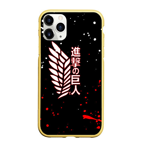 Чехол iPhone 11 Pro матовый ATTACK ON TITAN БРЫЗГИ КРАСОК / 3D-Желтый – фото 1