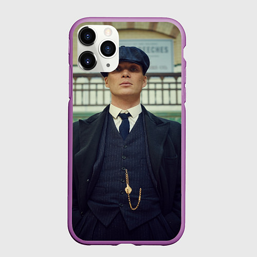 Чехол iPhone 11 Pro матовый Томас Шелби позирует / 3D-Фиолетовый – фото 1