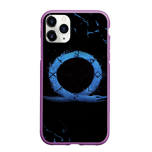 Чехол iPhone 11 Pro матовый GOD OF WAR LOGO ЭМБЛЕМА РАГНАРЁК / 3D-Фиолетовый – фото 1