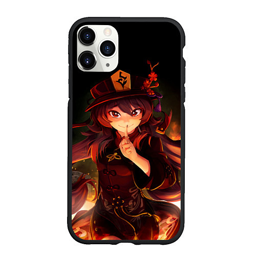 Чехол iPhone 11 Pro матовый Genshin Impact, Hu Tao / 3D-Черный – фото 1