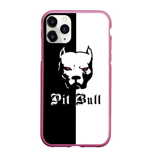 Чехол iPhone 11 Pro матовый Pit Bull боец / 3D-Малиновый – фото 1