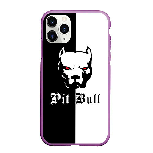 Чехол iPhone 11 Pro матовый Pit Bull боец / 3D-Фиолетовый – фото 1