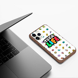 Чехол iPhone 11 Pro матовый Логотип Toca Boca Тока Бока, цвет: 3D-коричневый — фото 2