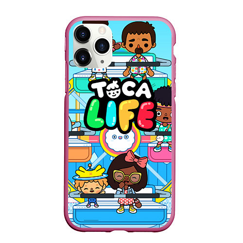 Чехол iPhone 11 Pro матовый Toca Boca Тока Бока аттракцион / 3D-Малиновый – фото 1