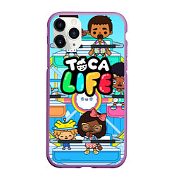 Чехол iPhone 11 Pro матовый Toca Boca Тока Бока аттракцион, цвет: 3D-фиолетовый