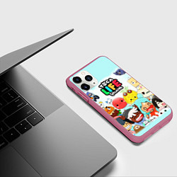 Чехол iPhone 11 Pro матовый Toca Boca Тока Бока все персонажи, цвет: 3D-малиновый — фото 2