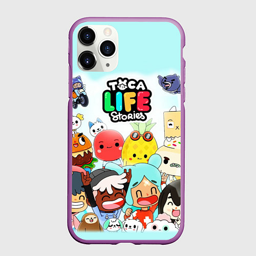 Чехол iPhone 11 Pro матовый Toca Boca Тока Бока все персонажи / 3D-Фиолетовый – фото 1