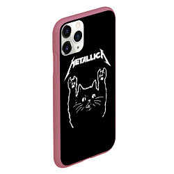 Чехол iPhone 11 Pro матовый Meowtallica, цвет: 3D-малиновый — фото 2