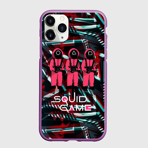 Чехол iPhone 11 Pro матовый Трое из игры в кальмара / 3D-Фиолетовый – фото 1