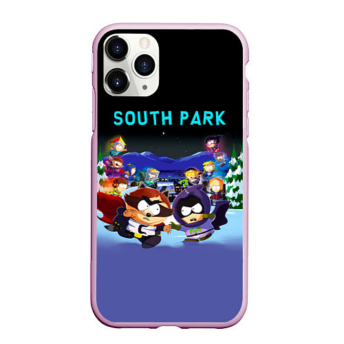 Чехол iPhone 11 Pro матовый Енот и его команда - противостояние Южный Парк / 3D-Розовый – фото 1