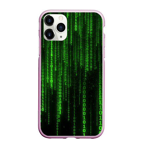 Чехол iPhone 11 Pro матовый Матрица двоичный код / 3D-Розовый – фото 1