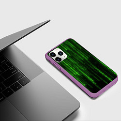 Чехол iPhone 11 Pro матовый Матрица двоичный код, цвет: 3D-фиолетовый — фото 2