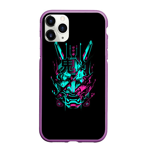 Чехол iPhone 11 Pro матовый НЕОНОВЫЙ САМУРАЙ NEON RONIN NEON SAMURAI / 3D-Фиолетовый – фото 1