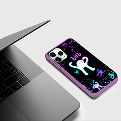 Чехол iPhone 11 Pro матовый КОТ ЪУЪ СЪУКА NEON, цвет: 3D-фиолетовый — фото 2