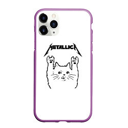 Чехол iPhone 11 Pro матовый Metallica Meowtallica, цвет: 3D-фиолетовый
