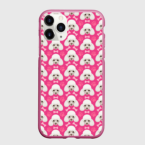 Чехол iPhone 11 Pro матовый Собака Пудель / 3D-Малиновый – фото 1