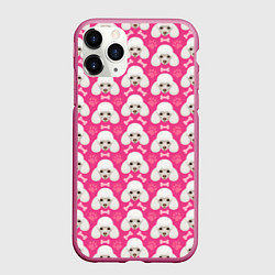 Чехол iPhone 11 Pro матовый Собака Пудель, цвет: 3D-малиновый