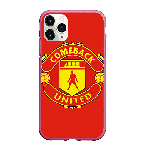 Чехол iPhone 11 Pro матовый Камбек Юнайтед это Манчестер юнайтед / 3D-Малиновый – фото 1