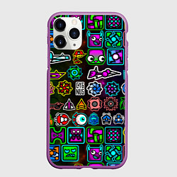 Чехол iPhone 11 Pro матовый Geometry Dash: Heroes, цвет: 3D-фиолетовый