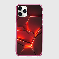 Чехол iPhone 11 Pro матовый ПЛИТЫ НА НЕОНЕ, цвет: 3D-малиновый