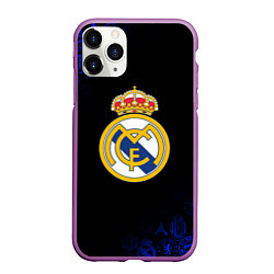 Чехол iPhone 11 Pro матовый РЕАЛ МАДРИД ЛОГОБОМБИНГ, цвет: 3D-фиолетовый