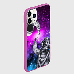 Чехол iPhone 11 Pro матовый Космонавт и водолаз - сотворение, цвет: 3D-фиолетовый — фото 2