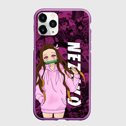 Чехол iPhone 11 Pro матовый НЕЗУКО, КЛИНОК РАССЕКАЮЩИЙ ДЕМОНОВ, цвет: 3D-фиолетовый