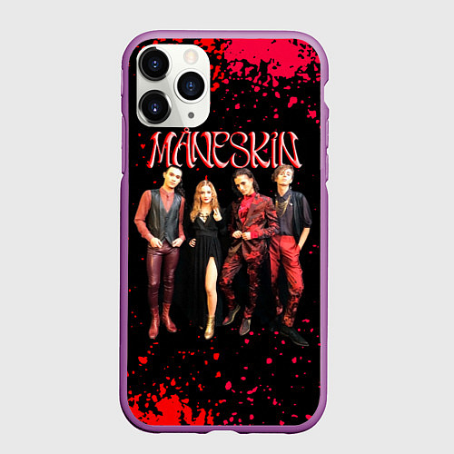 Чехол iPhone 11 Pro матовый Maneskin Лунный свет, рок - группа / 3D-Фиолетовый – фото 1