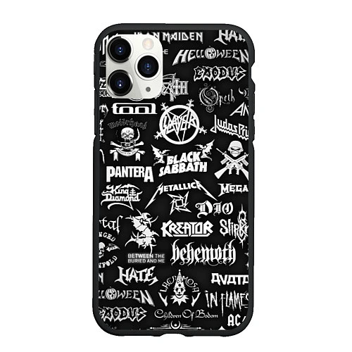 Чехол iPhone 11 Pro матовый ЛОГОТИПЫ МЕТАЛ ГРУПП METAL BANDS LOGO / 3D-Черный – фото 1