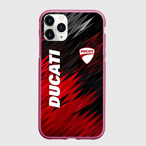Чехол iPhone 11 Pro матовый DUCATI RED STYLE MOTOCYCLE / 3D-Малиновый – фото 1