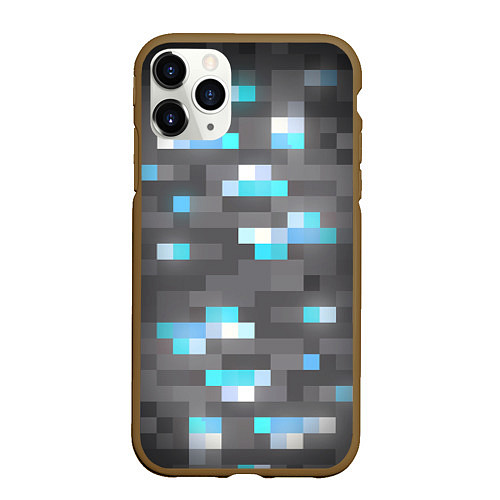 Чехол iPhone 11 Pro матовый АЛМАЗНАЯ РУДА DIAMOND ORE MINCRAFT / 3D-Коричневый – фото 1