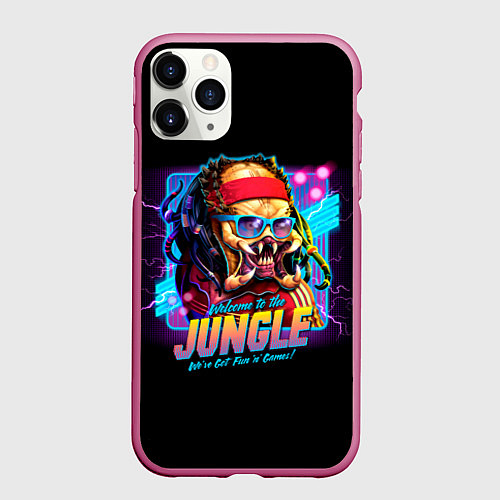 Чехол iPhone 11 Pro матовый Predator in the jungle / 3D-Малиновый – фото 1