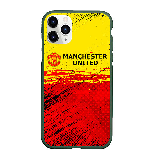 Чехол iPhone 11 Pro матовый Manchester United: Дьяволы / 3D-Темно-зеленый – фото 1