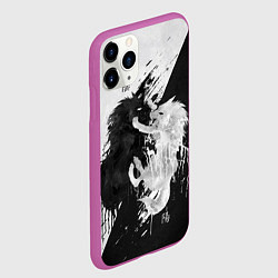 Чехол iPhone 11 Pro матовый ИНЬ ЯНЬ ВОЛКИ ЧЁРНО БЕЛЫЙ, цвет: 3D-фиолетовый — фото 2