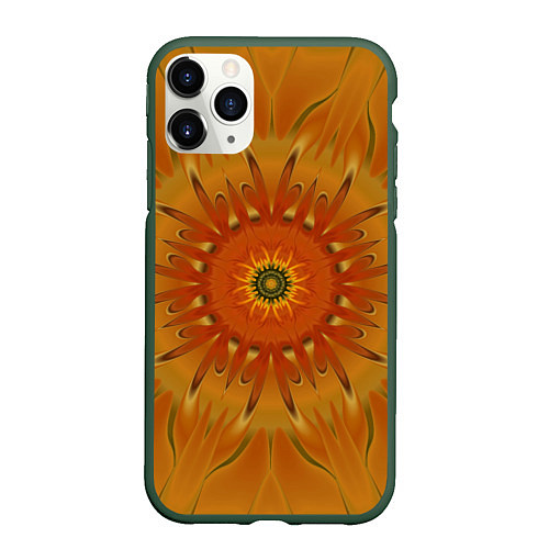 Чехол iPhone 11 Pro матовый Осеннее солнце Абстракция / 3D-Темно-зеленый – фото 1