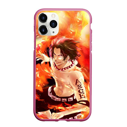 Чехол iPhone 11 Pro матовый ONE PIECE ASCE HERO / 3D-Малиновый – фото 1